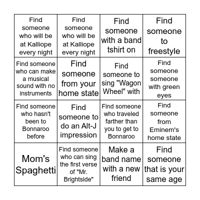Solo ROO Bingo! Bingo Card