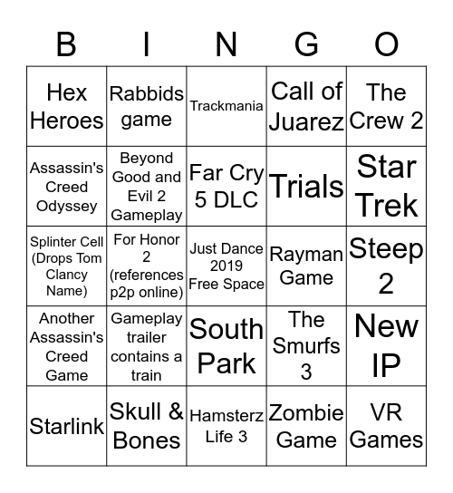 Ubisoft BINGO Card