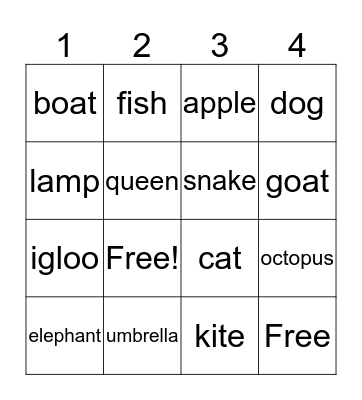 My Alphabet Bingo Card