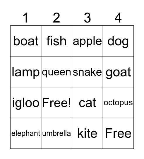 My Alphabet Bingo Card