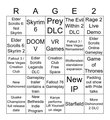 Bethesda BINGO Card