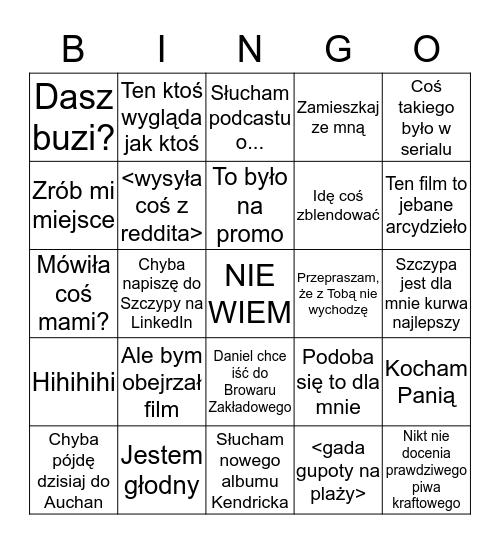 Paweł Michaluk xD Bingo Card