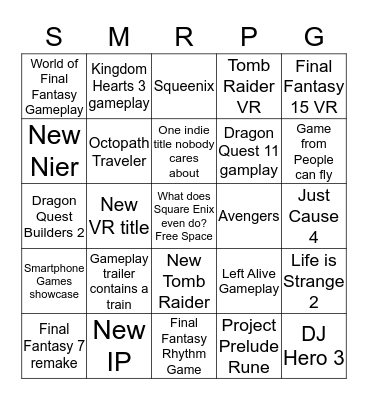 Square-Enix BINGO Card
