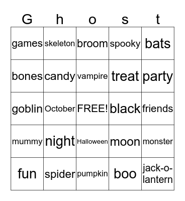 Halloween Bingo Card