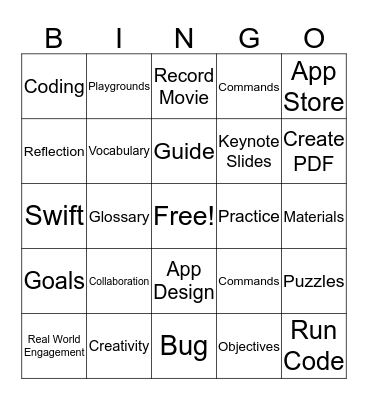 Introduction Review Bingo Card