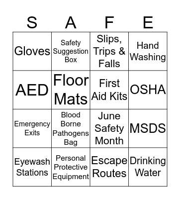 Safety Bingo Card