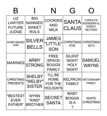 BOGGS FAMILY BINGO Card