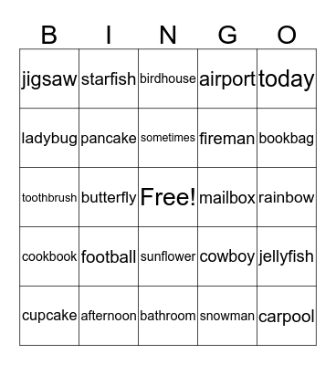 compound word BINGO Card