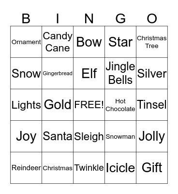 Christmas Bingo Card