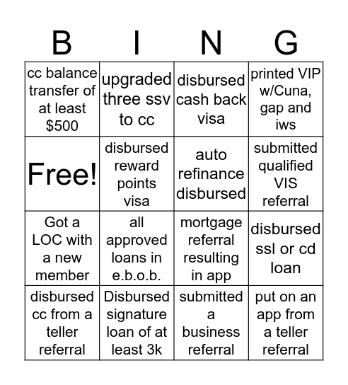 MRS BINGO Challenge! Bingo Card