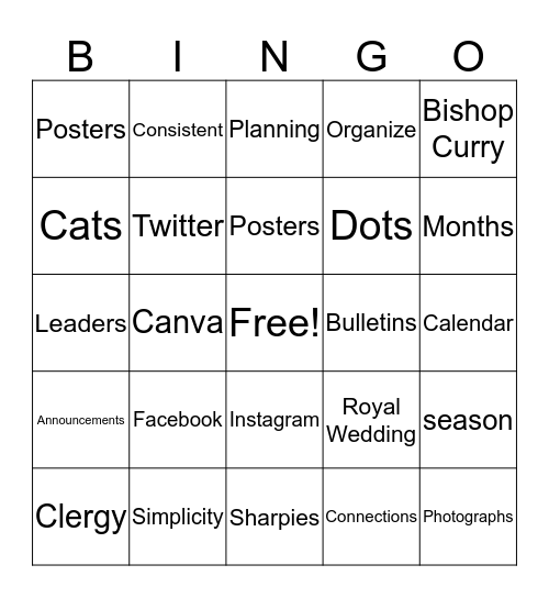 Communications Bingo Card