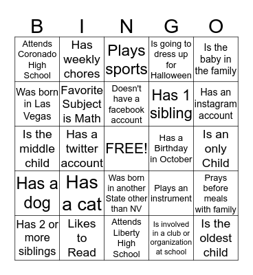 Ice-Breaker Bingo Card