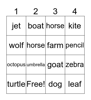 Letter and Sound Recognition Bingo Card