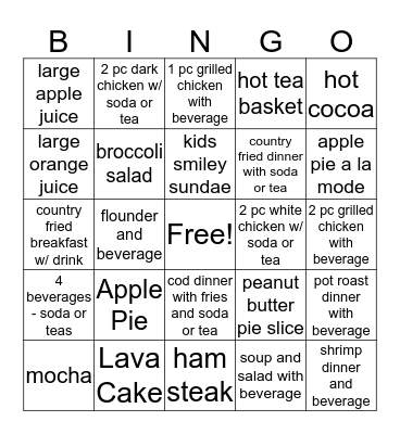 Bob's Bingo Card