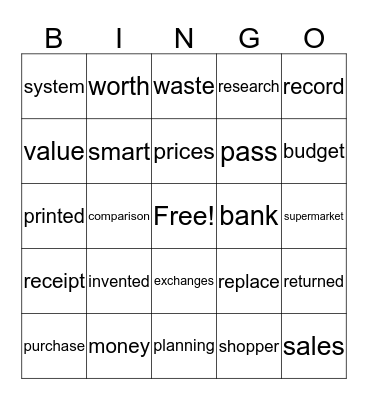 Wonders G2 U6 W4: How to Be a Smart Shopper Bingo Card