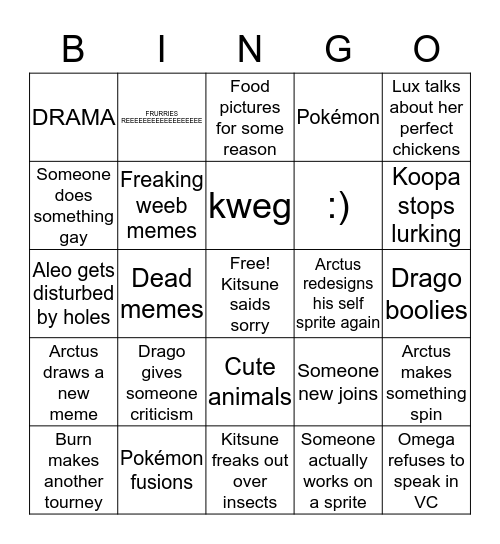 Pixilate Bingo Card