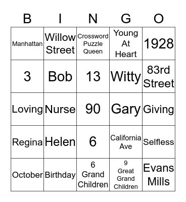 HAPPY BIRTHDAY  Bingo Card