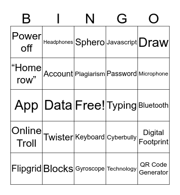 Tech Bingo Card