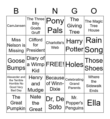 Book Title Bingo Card