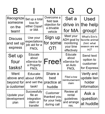 Do Great Work Bingo Card