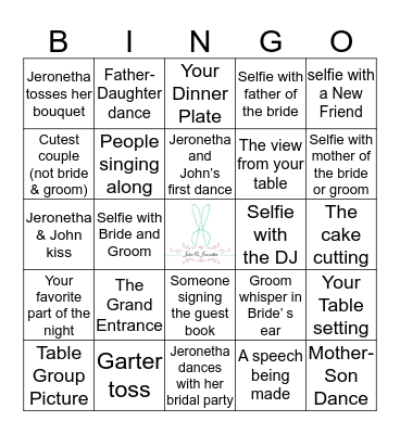 Reception BINGO Card