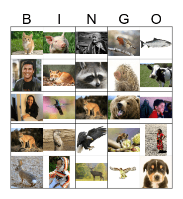 ANIMALS & PEOPLE Bingo Card
