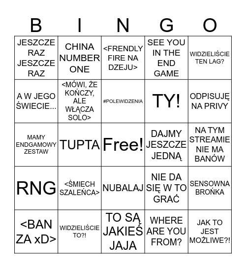 Makulsky PUBG Bingo Card