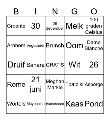Klaver 4 Bingo Card