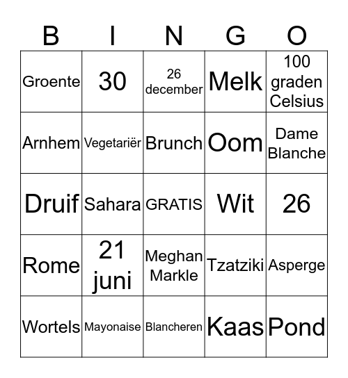 Klaver 4 Bingo Card