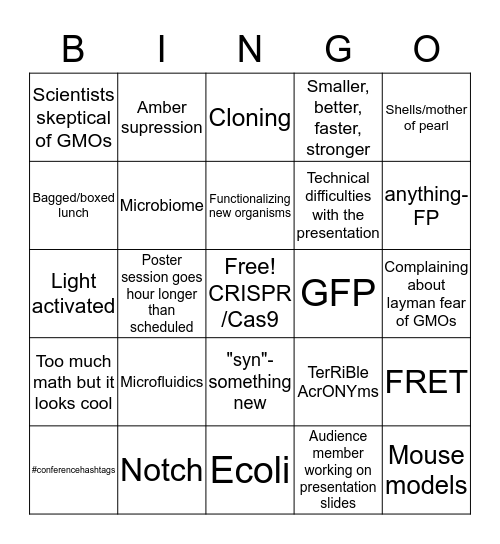 Synbio Conference Bingo Card