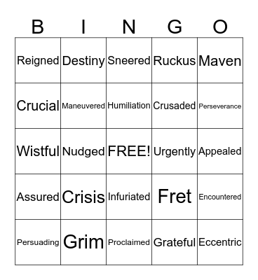 Vocabulary Review Bingo Card