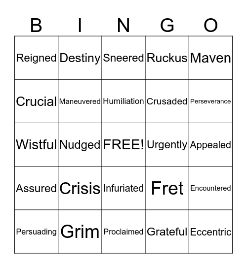 Vocabulary Review Bingo Card