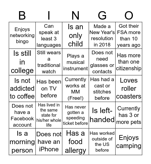 Actuarial Networking Bingo! Find someone who... Bingo Card