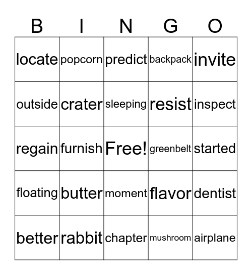 Roan's BINGO Card