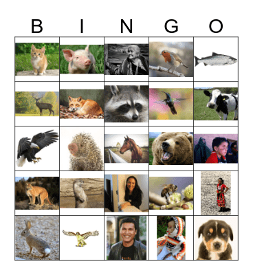 ANIMALS & PEOPLE Bingo Card