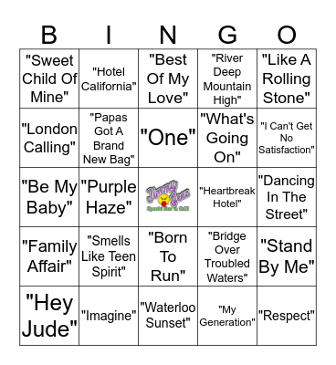 Jimmy Geez Music Bingo Card
