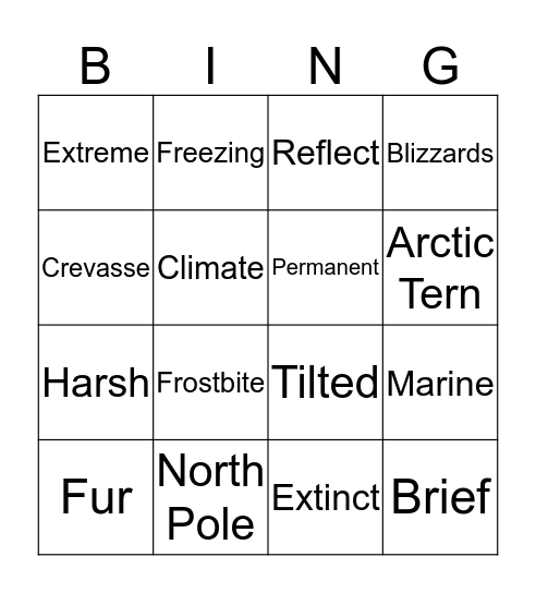 Polar Lands Bingo Card