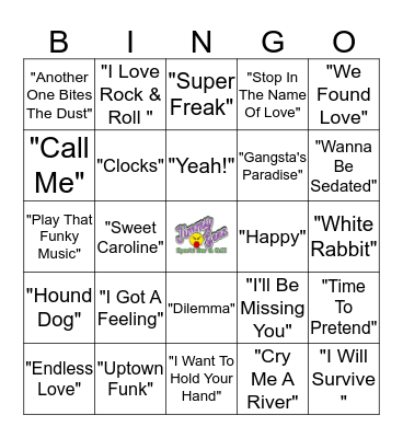 Jimmy Geez Music Bingo Card