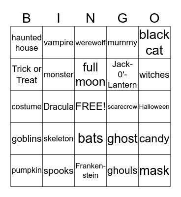 Halloween Bingo Card