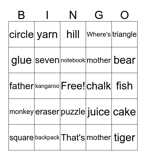 Review  Bingo Card