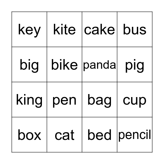 Phonics Bingo Card