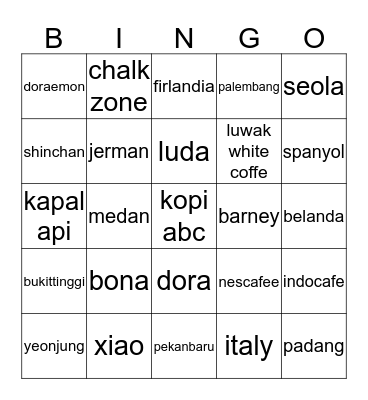 alica's bingo Card