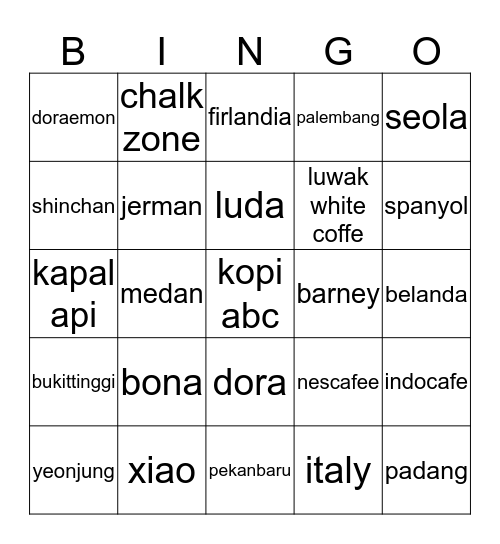 alica's bingo Card