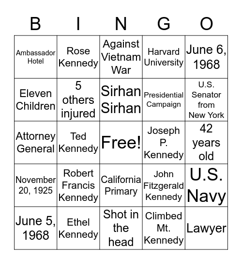 RFK  Bingo Card