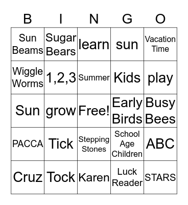 Tick Tock Bingo Card