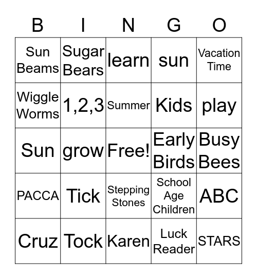 Tick Tock Bingo Card