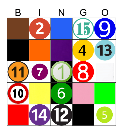 NUMBERS & COLORS Bingo Card