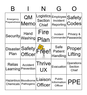 Safety Fair 2018 Bingo Card