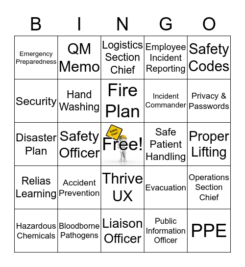 Safety Fair 2018 Bingo Card