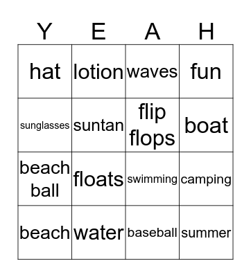 SUMMER Bingo Card